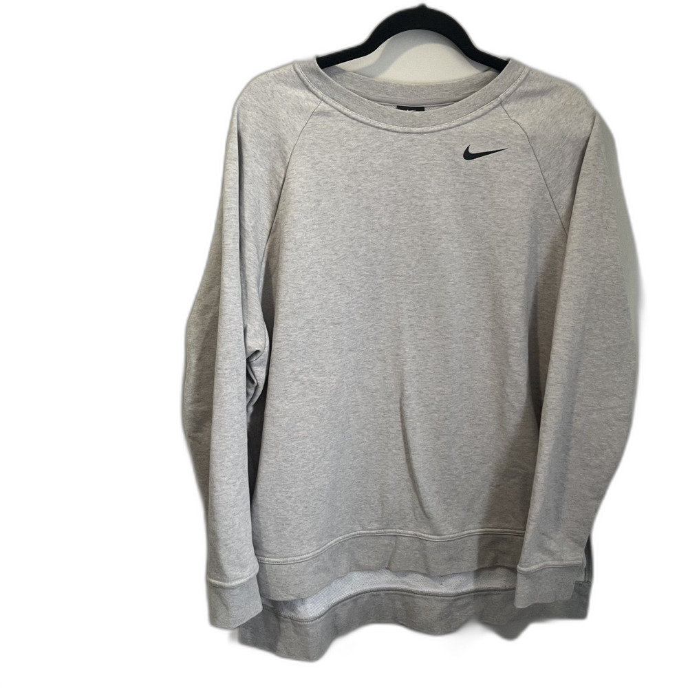 Nike Sweatshirt Women Medium Gray Dri-FIT Pullover Crewneck Athletic Long Sleeve